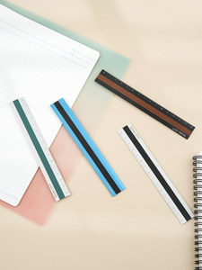 GANRAKU <b>Industrial</b> Hybrid Aluminum Leather Surface Premium Metal Measuring Ruler 15cm Japanese Minimalist <b>Desk</b> Office Ruler - Product Image 2