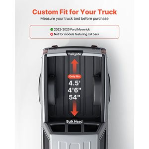 Copertura Morbida Avvolgibile per Cassone Ford Maverick Styleside 2022-2025 Compatibile con Cassone da 4,5 ft (4 ft 6 in/54 in) Tri - Product Image 2