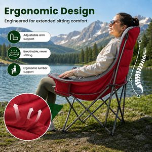 Chaise de camping en aluminium robuste surdimensionnée, capacité de 500 lb, siège pliable d'extérieur avec porte-gobelet et poches latérales - Product Image 2