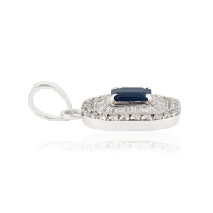 Pendentif double grappe en or blanc 14 carats avec saphir bleu et diamants, pierre de naissance de septembre, bijoux fins, prix usine personnalisé - Product Image 5
