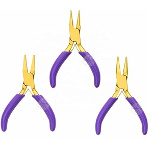 Kit de pinces The Beadsmith Mini Series, 3 pièces, à bec rond, à bec plat et à bec en U, 3 pouces, manche ergonomique violet - Product Image 1