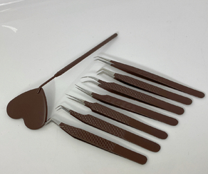 Ensemble de pinces à épiler professionnelles en acier inoxydable anti-magnétiques pour extensions de cils, pointe lisse et durable, dentelée - Product Image 6