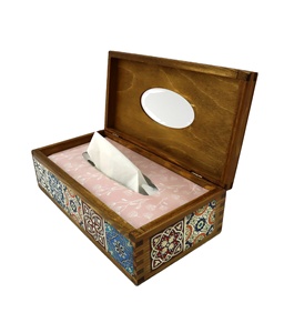 Porte-serviettes en bois rectangulaire au design classique fait à la main boîte à mouchoirs en bois imprimée d'arrivée fraîche dessus de table décoratif économique - Product Image 1