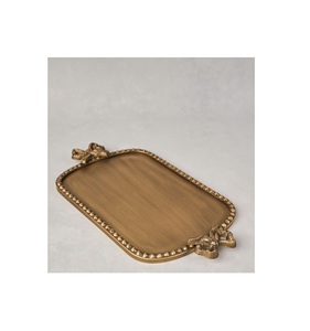 Plateau de service en laiton massif, plateau décoratif pour aliments, boissons, thé, café, table à manger, utilisation en cuisine - Product Image 1