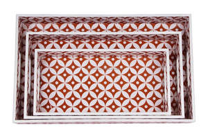 ถาดเสิร์ฟไม้ทำมือพร้อมอุปกรณ์ตกแต่งห้องครัวและอุปกรณ์เสิร์ฟอาหารลายดอกไม้สีขาว - Product Image 2