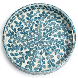 Bandeja de Servir Cuadrada Hecha a Mano con Incrustaciones de Madreperla, Bandeja Decorativa de Lujo para Mesa de Centro, Otomana o Organizador de Tocador - Product Image 6