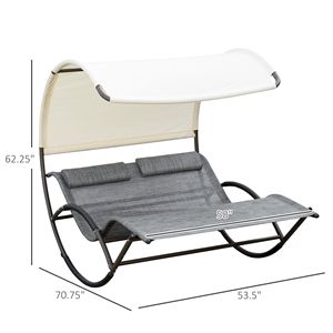 Chaise longue double à bascule gris clair au design moderne pour l'extérieur, avec structure en aluminium et matériau en teck, pour hôtels - Product Image 3