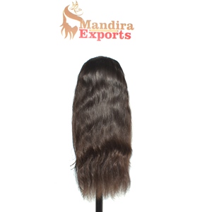 Perruque de cheveux naturels 100% vierges Remy indiens, cheveux humains bruts, lisses, cuticules alignées, noir naturel, non traités, HD - Product Image 3