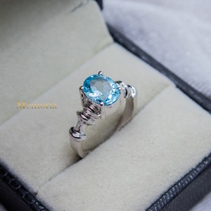 Bague de mariage en argent sterling 925 massif, vintage, avec topaze bleue véritable, prix d'usine, vente en gros de bijoux - Product Image 4