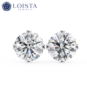 Pendientes de Diamantes Naturales con Corte Brillante Redondo para Mujer, Oro Blanco, Certificados por GIA, Joyería Clásica para Bodas - Product Image 2