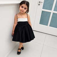 Robe de Soirée de Luxe Noire et Blanche pour Filles, Sans Manches, de Créateur, en Satin Lourd avec Grand Nœud, Élégante pour Anniversaire et Mariage