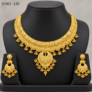 Royal Jewel Space 24K Gold Polish Copper Brass Bridal Choker Necklace <b>Set</b> with Matching Earrings Traditional <b>Indian</b> <b>Jewelry</b> Bulk - Product Image 1