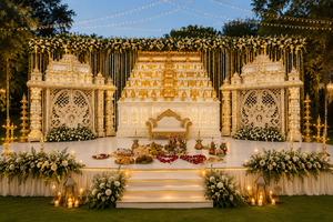 Grand Mandap Rajagopuram pour mariage indien du sud, Mandap tendance sur le thème de Manavarai pour mariage, aux prix de gros du fabricant - Product Image 6