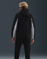 Sweat-shirt à capuche pour homme, noir et gris, manches raglan, coupe classique, style décontracté, veste en polaire avec poche, tissu tricoté, style automne