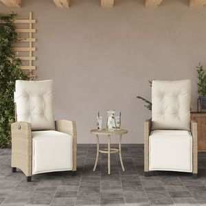 2 chaises de patio inclinables en poly rotin beige avec repose-pieds - Product Image 1