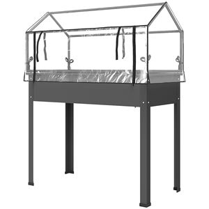 Fioriera Rialzata Ecologica con Copertura a Serra Grigio Scuro per Ortaggi - Product Image 1