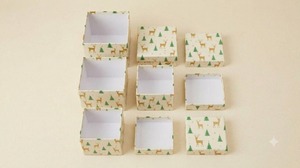 Boîtes cadeaux carrées en carton écologiques personnalisées avec couvercle, motif cerf et arbre imprimé - Product Image 4