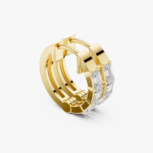 Pendientes de Aro Huggie de Oro Amarillo de 9K con Diamante Cultivado en Laboratorio de Corte Esmeralda de 0.34CT, Joyería Fina Personalizada OEM al por Mayor - Product Image 6