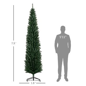 7ft Artificial Pencil Christmas <b>Tree</b> Skinny Shape with Colorful <b>LED</b> Lights Steel Tabletop Base for Indoor Holiday Decorations - Product Image 3