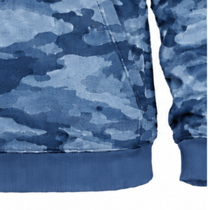 Sweat à capuche en molleton imprimé camouflage bleu denim pour homme, avec poche kangourou et cordon de serrage, style streetwear décontracté - Product Image 5