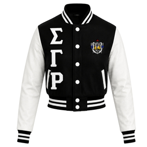 Chaqueta Corta de Satén con Cierre para Mujer Sigma Gamma Rho, Chaqueta Bomber Elegante, Ropa Casual de Sororidad, Ropa Urbana Ligera - Product Image 1