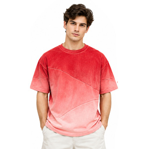 Mens Ombre Dye <b>T</b> <b>Shirt</b> 100% Cotton Short Sleeve Oversized Crewneck Casual Tee with Panel Seams Custom Wholesale Apparel Bulk OEM - Product Image 1