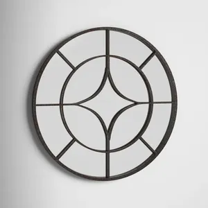 Miroir mural en métal fait main moderne, miroir rond décoratif unique pour la maison, le bureau, la chambre à coucher, le salon, intérieur contemporain, doré - Product Image 4