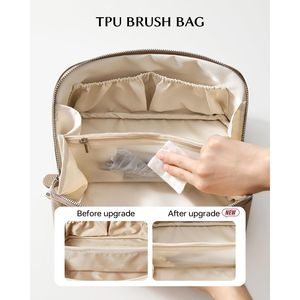 Borsa per il Trucco Impermeabile di Grande Capacità con Divisorio e Maniglia, Apribile a Piatto, per Viaggi e Cosmetici - Product Image 4