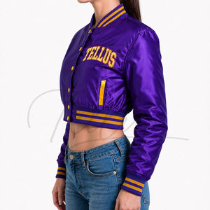 Producto más vendido: Chaqueta universitaria vintage de invierno para mujer, estilo crop, tipo Letterman, para damas. - Product Image 4