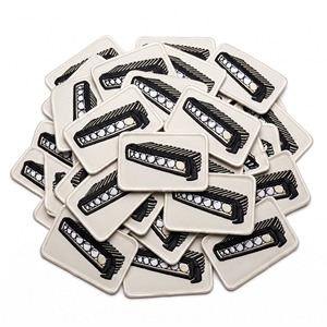 Shield Embroidered Patch Classic City Car Badge Checkered Flag Off <b>White</b> Twill Retro Racing Emblem Maker - Product Image 2