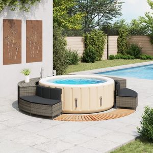 Legno massello di Acacia con bordo vasca idromassaggio in Rattan grigio-soluzione di stoccaggio durevole - Product Image 2