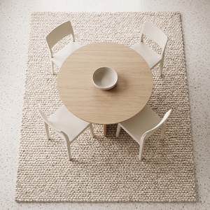 Tapis texturé fait main en laine bouclée tissée à la main, antidérapant, couleur unie, avec support en toile de coton, très demandé - Product Image 5