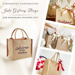 Sac fourre-tout en toile de jute naturel pliable et réutilisable imprimé écologique recyclé avec logo personnalisé pour emballage de cadeau de mariage - Product Image 2