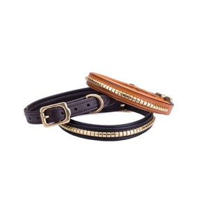 Collar de perro de cuero genuino 100% hecho a medida con relleno súper suave y trabajo de tachuelas proveedor mayorista y fabricante - Product Image 3