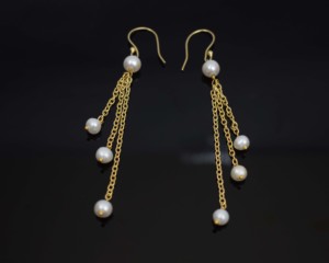 Pendientes de Aro con Borlas de Perlas de Agua Dulce y Baño de Oro de 18K para Mujer, Joyería Clásica y Moderna para Bodas - Product Image 4