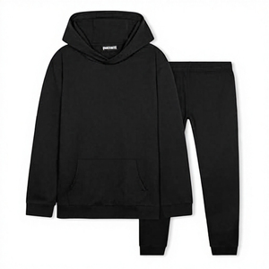 Adult Men Solid Hooded Breathable Eco-Friendly Lightweight Winter Streetwear Sports Jogging Activewear <b>Set</b> with 3D <b>Embroidery</b> - Product Image 3