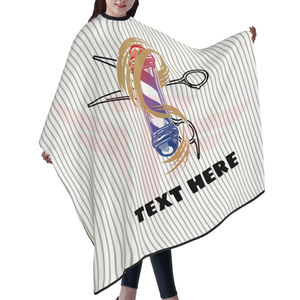 Capa de Peluquería con Rayas y Logotipo Personalizado, Delantal para Cortar el Cabello con Estampado de Tijeras y Peine - Product Image 6
