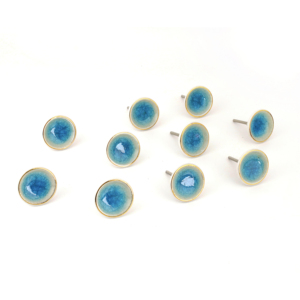 Boutons de meuble ronds contemporains en verre pour poignées de cuisine, couleur bleue, design durable - Product Image 6