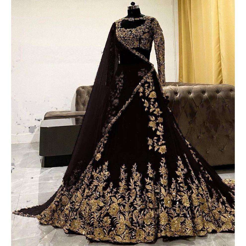 green emerald velvet dress Buy Black Golden Anarkali Suit In USA, UK, Canada, Australia, Newzeland  online main image 0