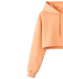 Ensemble décontracté deux pièces pour femme : crop top à capuche et short, broderie marguerite, en molleton de coton, vêtements de détente, vente en gros fabricant - Product Image 3