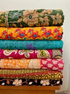 Colcha Kantha vintage cosida a mano, reversible, cubrecama Kantha indio. - Product Image 2