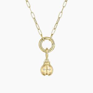 Collier en diamant avec pendentif coccinelle et chaîne à maillons trombone - Product Image 1