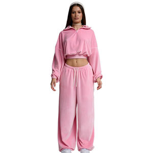 Conjunto Deportivo de Dos Piezas para Mujer, Otoño-Invierno 2026, con Logotipo Personalizado, Sudadera con Capucha y Pantalones Rosa, Estilo Urbano - Product Image 5