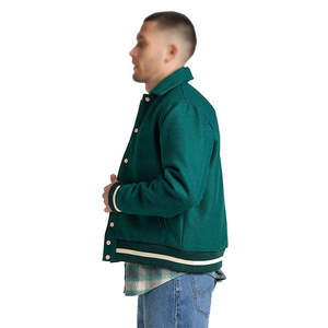 <b>Men's</b> Varsity <b>Jacket</b> Burgundy <b>White</b> Sleeve Embroidered G Letter Turn-down Collar Regular Fit Autumn Wear - Product Image 1