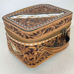 กล่องเก็บของหนังวัวแท้ลายตะวันตก งานแฮนด์เมด ขนาดใหญ่ สำหรับจัดระเบียบการเดินทาง ใส่เครื่องสำอาง สำหรับผู้หญิง - Product Image 4