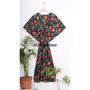 Indian Cotton Floral Print Kaftan <b>Dress</b> 100% Cotton Maxi <b>Dress</b> for Moms <b>Long</b> <b>Dress</b> for All Seasons-Summer Winter Autumn Spring - Product Image 2