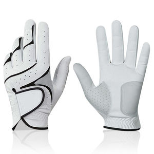 Guantes de Golf Transpirables de Piel de Cabretta para Mano Izquierda con Cierre de Velcro, Guantes Deportivos Unisex Blancos y Negros - Product Image 2