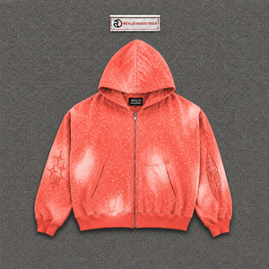 เสื้อฮู้ดดี้พรีเมียมสีแดงประดับเพชรสำหรับผู้ชาย สไตล์สตรีทแวร์ เสื้อฮู้ดดี้ผ้าเฟรนช์เทอร์รี่ทรงปกติ ใส่สบายในฤดูใบไม้ร่วง คุณภาพพรีเมียม - Product Image 5