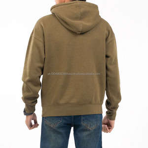 Sudadera con Capucha Extra Grande Color Caqui Liso para Hombre, Ropa Casual de Otoño, Sudaderas con Capucha y Felpa Cálidas en Oferta - Product Image 6