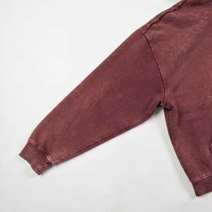 Sudadera con capucha de doble color, negra, con lavado ácido, cremallera completa, estilo vintage desgastado, forro polar grueso, fabricante de ropa personalizada - Product Image 3